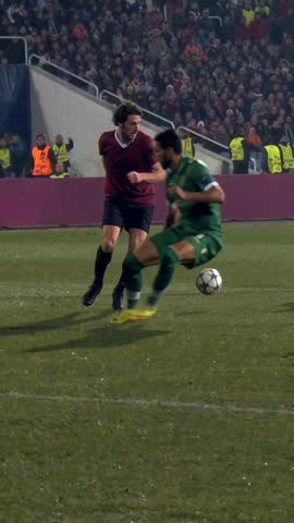 Own shirt example at 0:06: the scorer lets the first defender slide past